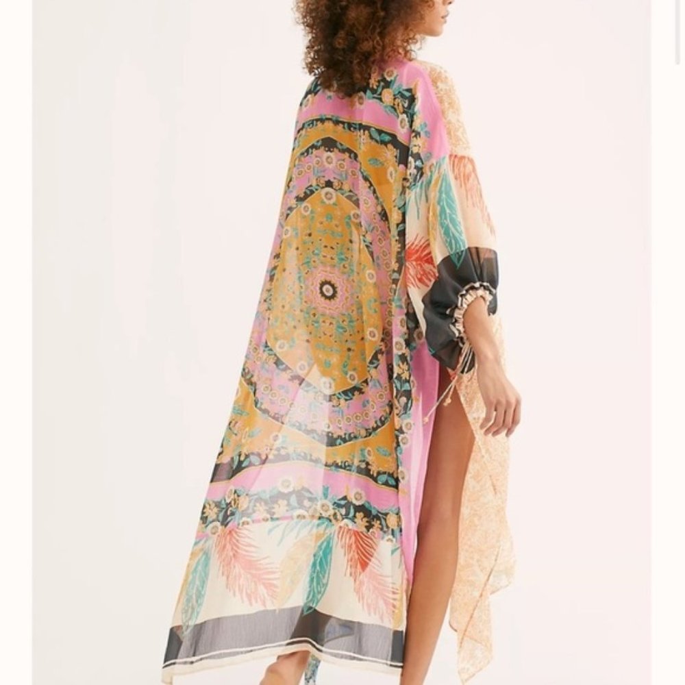 Free People Leonora Kimono Patchwork Colorful coverup